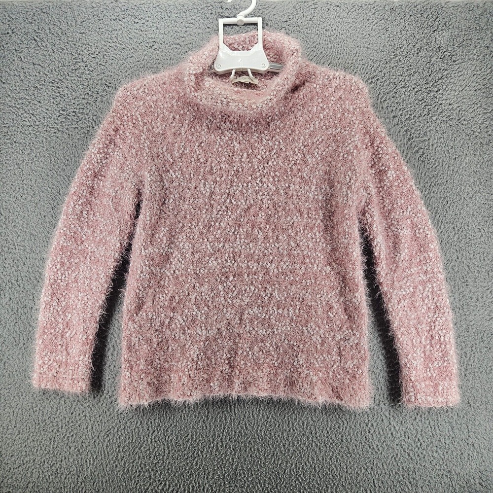 Loft Outlet Women's XS Fluffy Pink & White Snow Fuzzy Sweater Sz XS